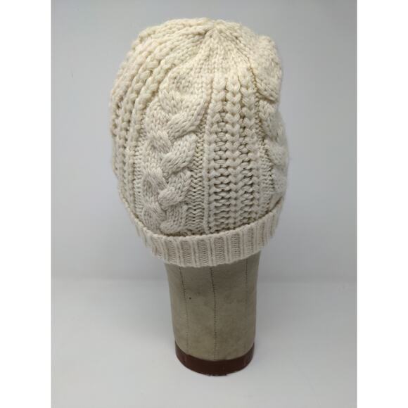 K Accessories Cable Knit Beanie Hat 100% Recycle Material Cream - Picture 6 of 9